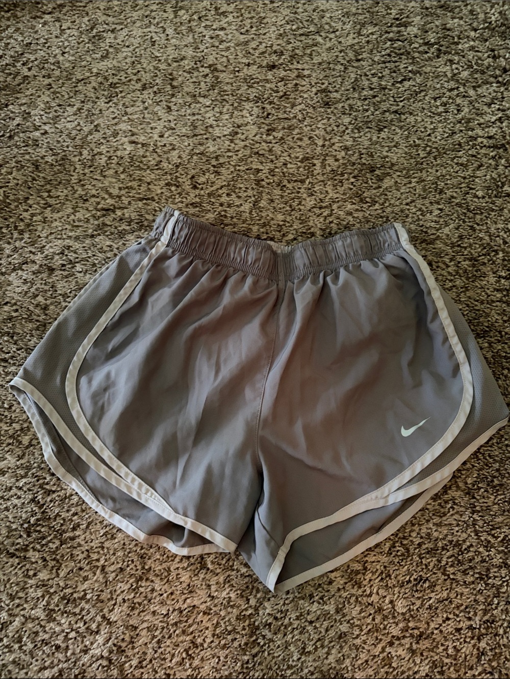 Nike Women's Gray Athletic Running Shorts with White Trim
